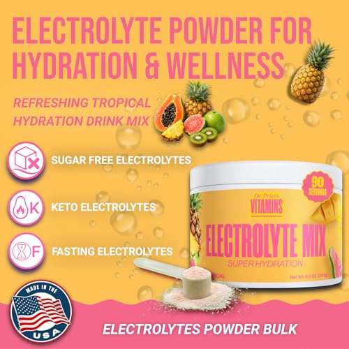 Image of Dr. Price's Electrolytes Powder Bulk - Tropical, 90 Servings | Sugar Free Hydration Drink Mix with 72+ Trace Minerals, Manganese | Keto Electrolytes | Vegan, Doctor-Formulated, Made in USA