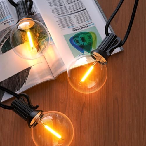 Image of SK20 G40 Outdoor String Lights 50ft Decorative LED Bulbs IP65 Waterproof Shatterproof Indoor /Outdoor Lighting 0.6W Energy Saving Hanging Light for Backyard Terrace Garden Balcony (50+2 Bulbs)