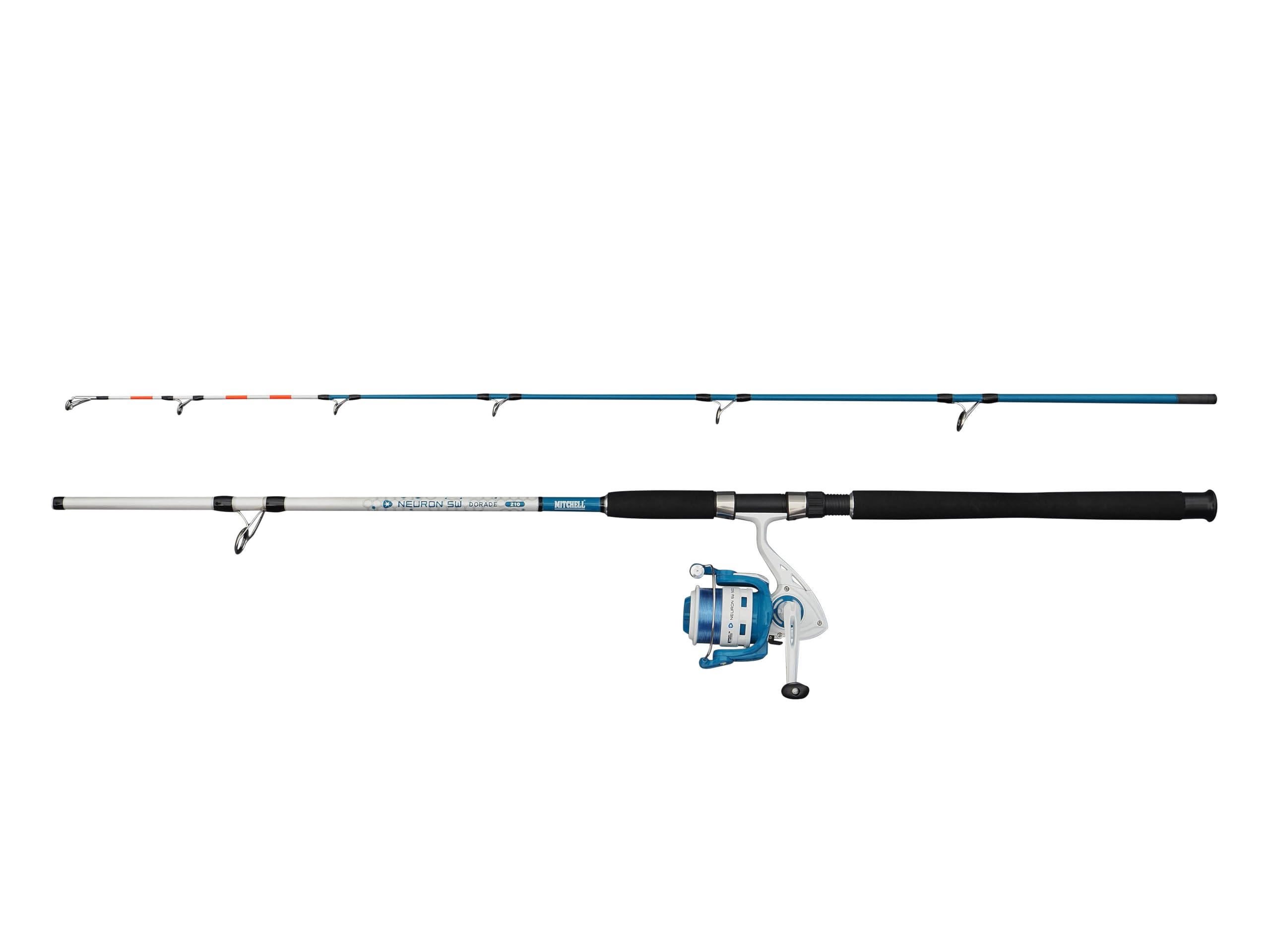 Mitchell Neuron SW II Ensemble Canne et Moulinet Dorade | Ensemble de pêche en mer pour la dorade | Moulinet à 1+1 roulement | Corps en Graphite | Pré-bobiné |4000 | 2,10 m | 60-120 g