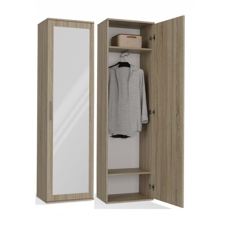 HOME HUB ATARA | Hall Storage cabinet with large mirror | 180x50x35 cm | Two shelves + clothes hanger | Hall cupboard — image 1