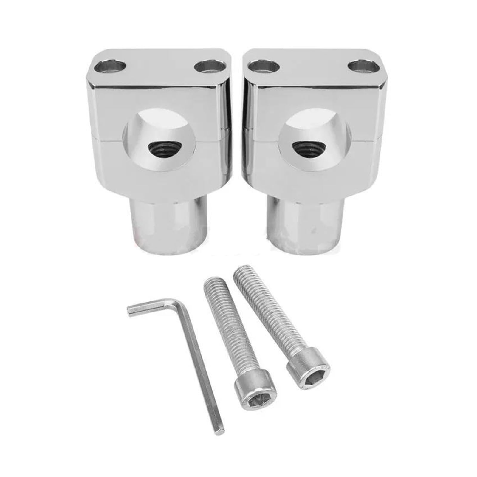 1 Par Elevadores Manillar Universales Abrazadera 25 Mm Aluminio CNC Negro Montaje Manillar Motocicleta Para Dyna Para Sportster Etc.(Cromo)