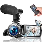 Video Camera Camcorder, Vlogging Camera Full HD 1080P 30FPS 3'' LCD Touch Screen Vlog Video Camera for YouTube Videos with External Microphone and Remote Control