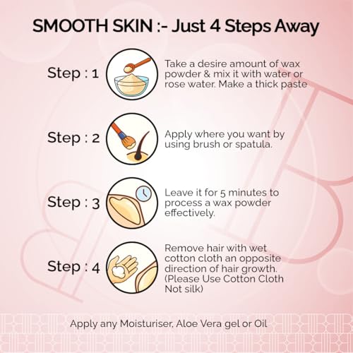 Image of Rose Hair Removal Wax Powder for Women & Men | Professional & Painless Herbal Wax Powder with Natural Ingredients for All Skin Types | Quick, Easy to Apply Hair Removal for Smooth Skin with No Irritation or Skin Rashes 100 Gms