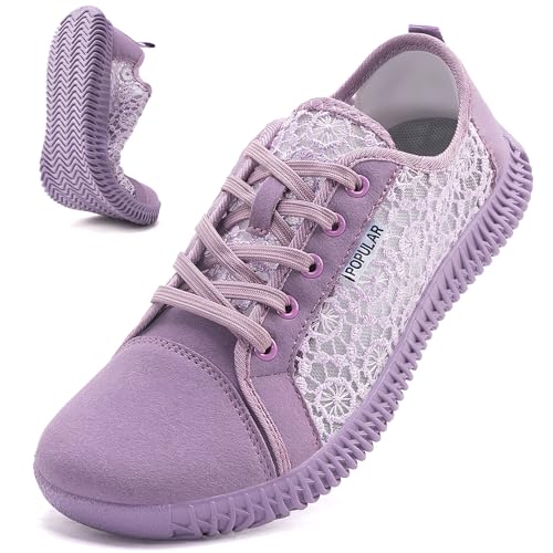 Women's Wide Toe Box Shoes Zero Drop Non Slip Extra Wide Width Fashion Sneakers Ultra Light Breathable Walking Shoes Casual Sneakers for Travel Work Trainers