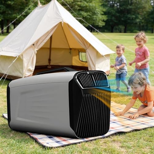 110V Portable Air Conditioner for Tents & Small Rooms, 5400/5600 BTU AC Unit with Cooling, Dehumidifying, Sleep & Fan Modes - Ideal for Truck, Van, Outdoor Camping, Grey