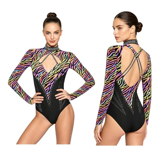Leotard de gymnastique rythmique unitard de danse dos nu pour fille et femme