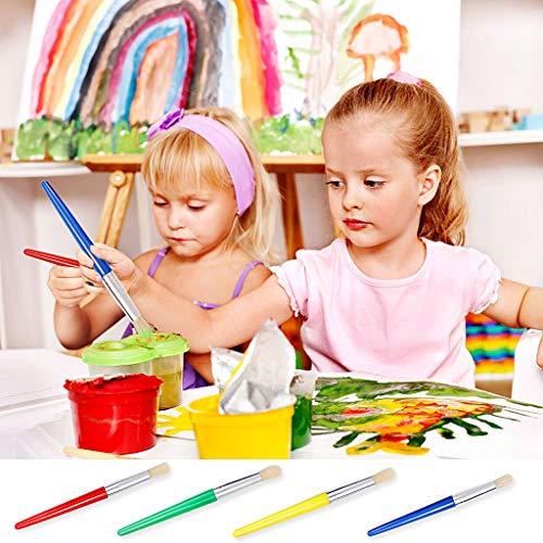 JCF Kids Paint Brushes,4 PCS Painting Brushes Set Flat Tip with Plastic Handle and Hog Bristles Painting Brushes,Multi Color Paint Brushes for Kids Beginners Art Supplies 6 JCF Kids Paint Brushes,4 PCS Painting Brushes Set Flat Tip with Plastic Handle and Hog Bristles Painting Brushes,Multi Color Paint Brushes for Kids Beginners Art Supplies - Image 6