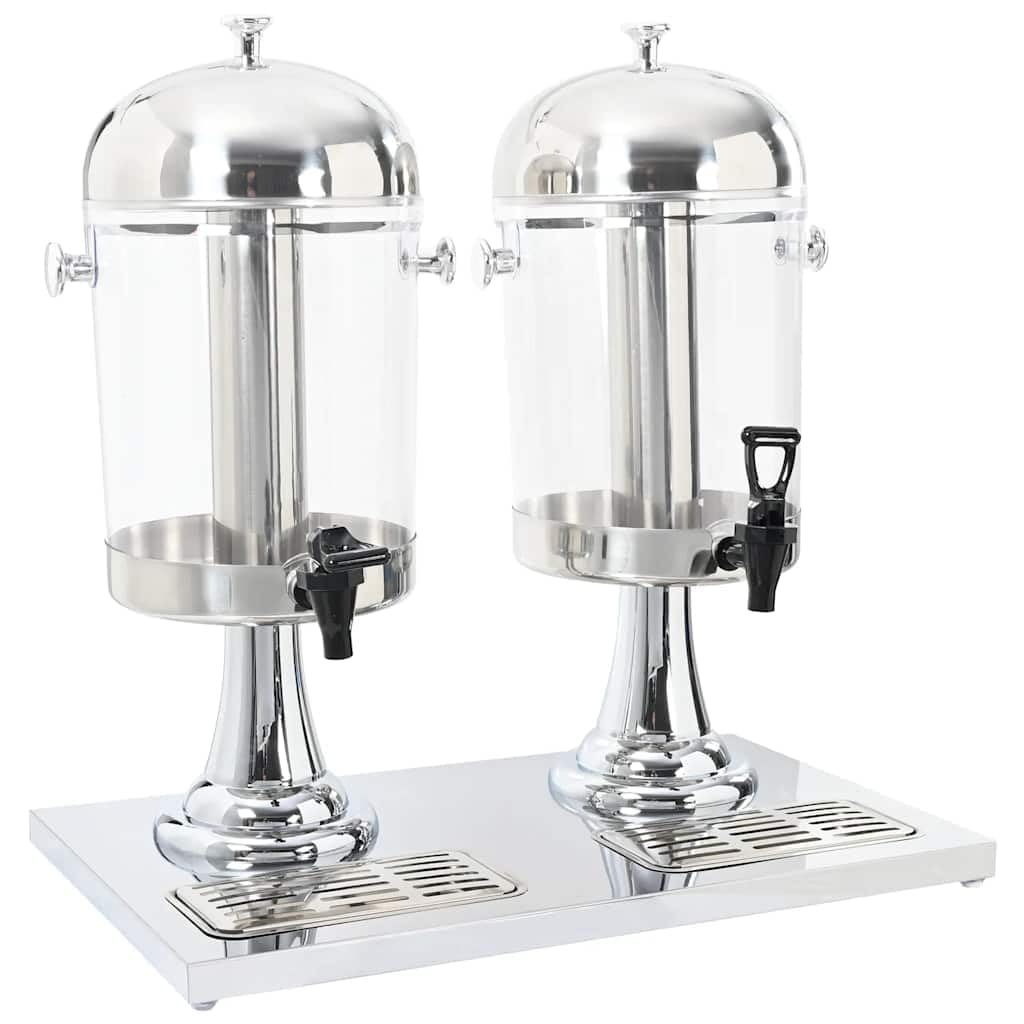 vidaXL Double Juice Beverage Drink Dispenser Serving Pitcher Stainless Steel 8 L