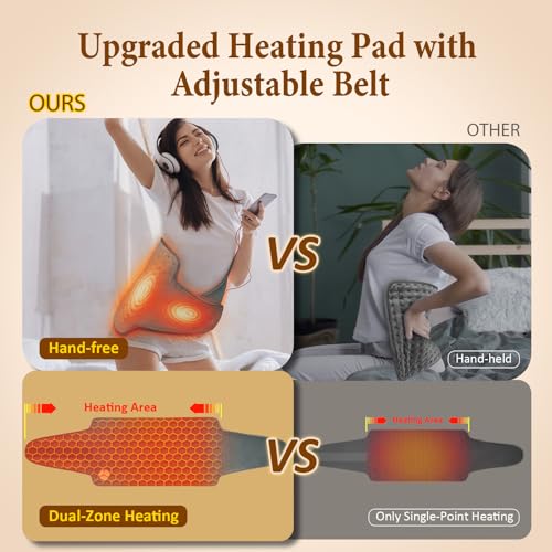 Image of Heating Pad for Back & Period Cramps, Wrap Around Heating Pad for for Waist Stomach, Versatile Electric Heated Pad for Neck Shoulders Thigh Knee, Birthday Gifts for Women Men Mom Dad