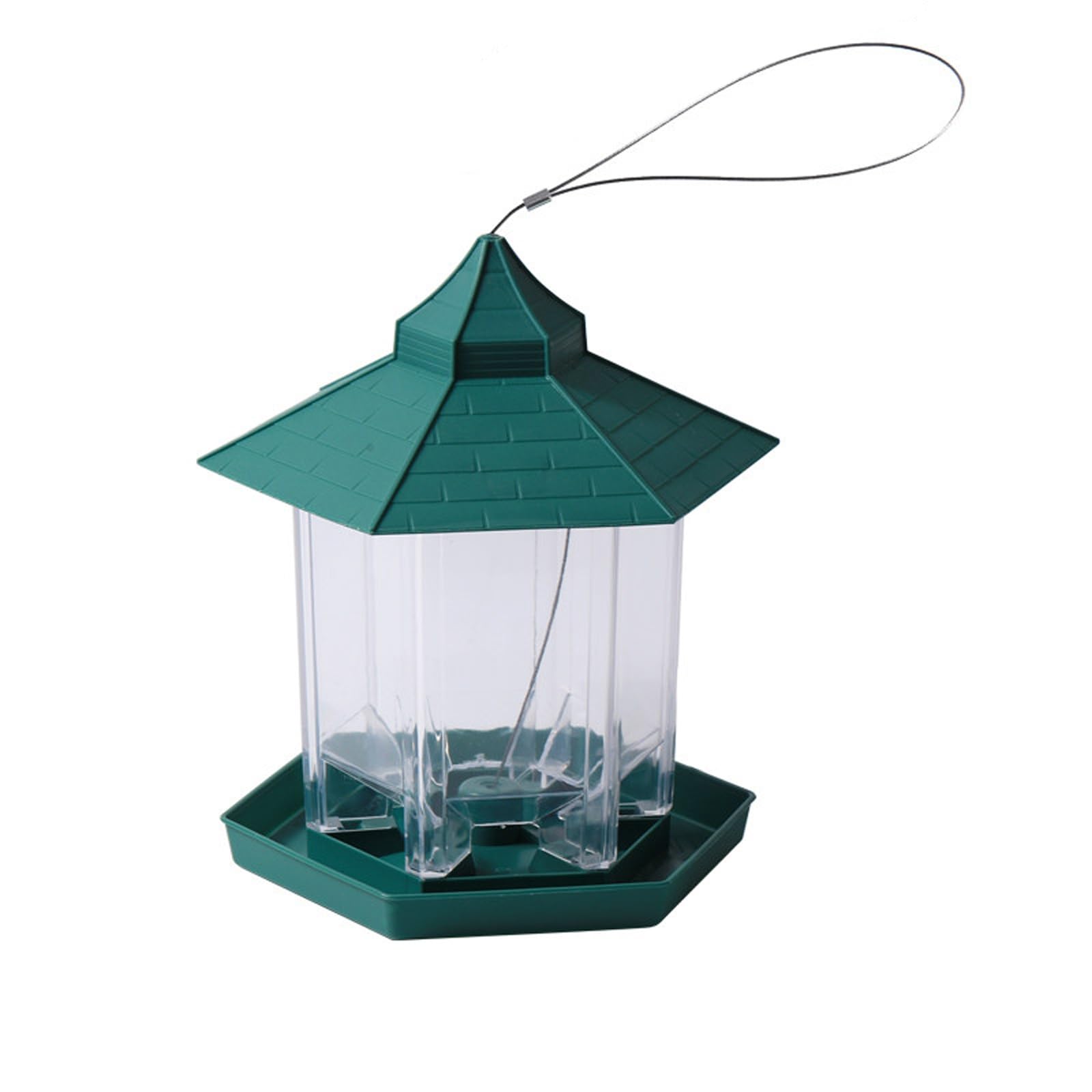 Comedero Pajaros Exterior, Bird Feeder, Diseño Colgante, Diseño Transparente, con Orificios de Drenaje en la Parte Inferior, para Patio o Porche