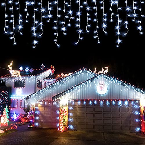 Tonnali 400球 10M つららライト ソーラー式イルミネーションライトホワイト クリスマス 飾りライトカーテンライト DIY ハロウィン飾り パーティーライト ベランダ バルコニー フェンス 屋根の軒など飾りライト