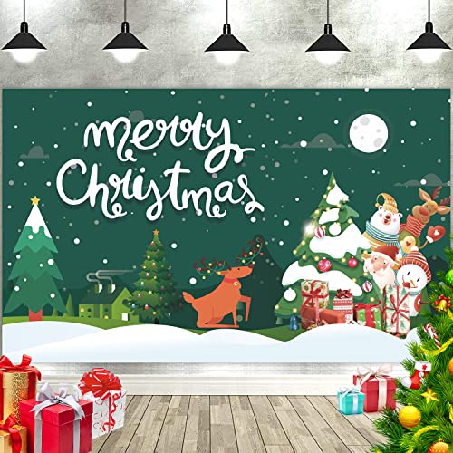 Anaoo Banderole de Noël extra large avec inscription « Happy Christmas » - 180 x 110 cm - Décoration de Noël - Vert Cover