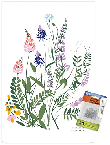 Póster de flores silvestres en papel premium Trends International con chinchetas de sujeción