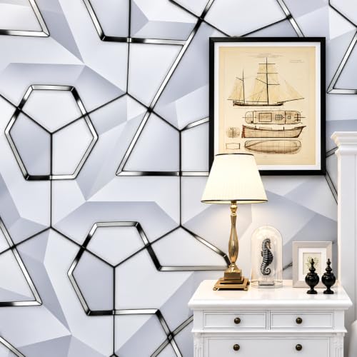 Image of Wings Star Wall Stickers DIY Wallpaper (45 x 500 CM, White & Silver) | Self Adhesive PVC Roll | Home Decoration for Living Room Hall Bedroom | Easy Peel and Stick Decor Paper