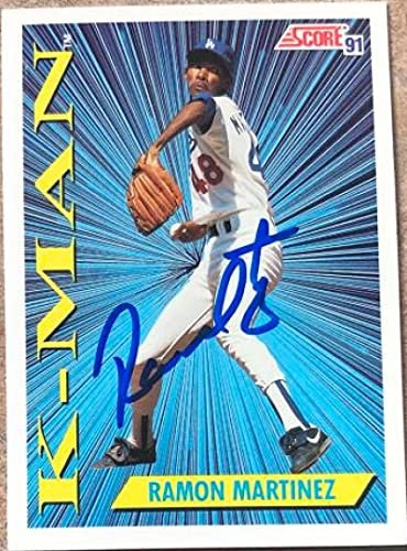 Tarjeta deportiva autografiada de Ramon Martinez, Score 1991, número 408 miniatura 1
