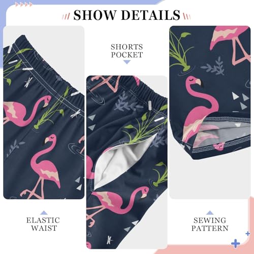 Aloha Flamingo Boys Long Pants Soft Trousers Elastic Waist Kids Lounge Bottoms with Pockets S-XL4