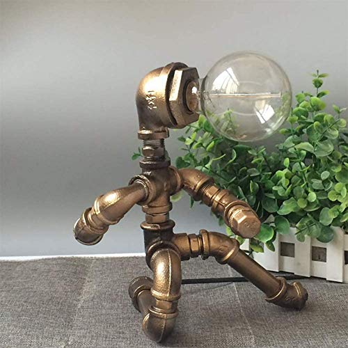 Lampe de table robot industriel en tuyau de plomberie rétro rustique - 4