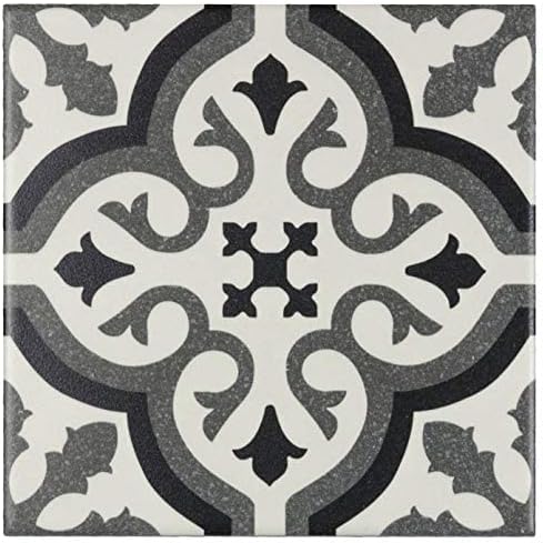 Modern 6X6 Deco Patterned Black Gray Off White Matte Porcelain Mosaic Tile Kitchen Backsplash Bathroom MTO0234