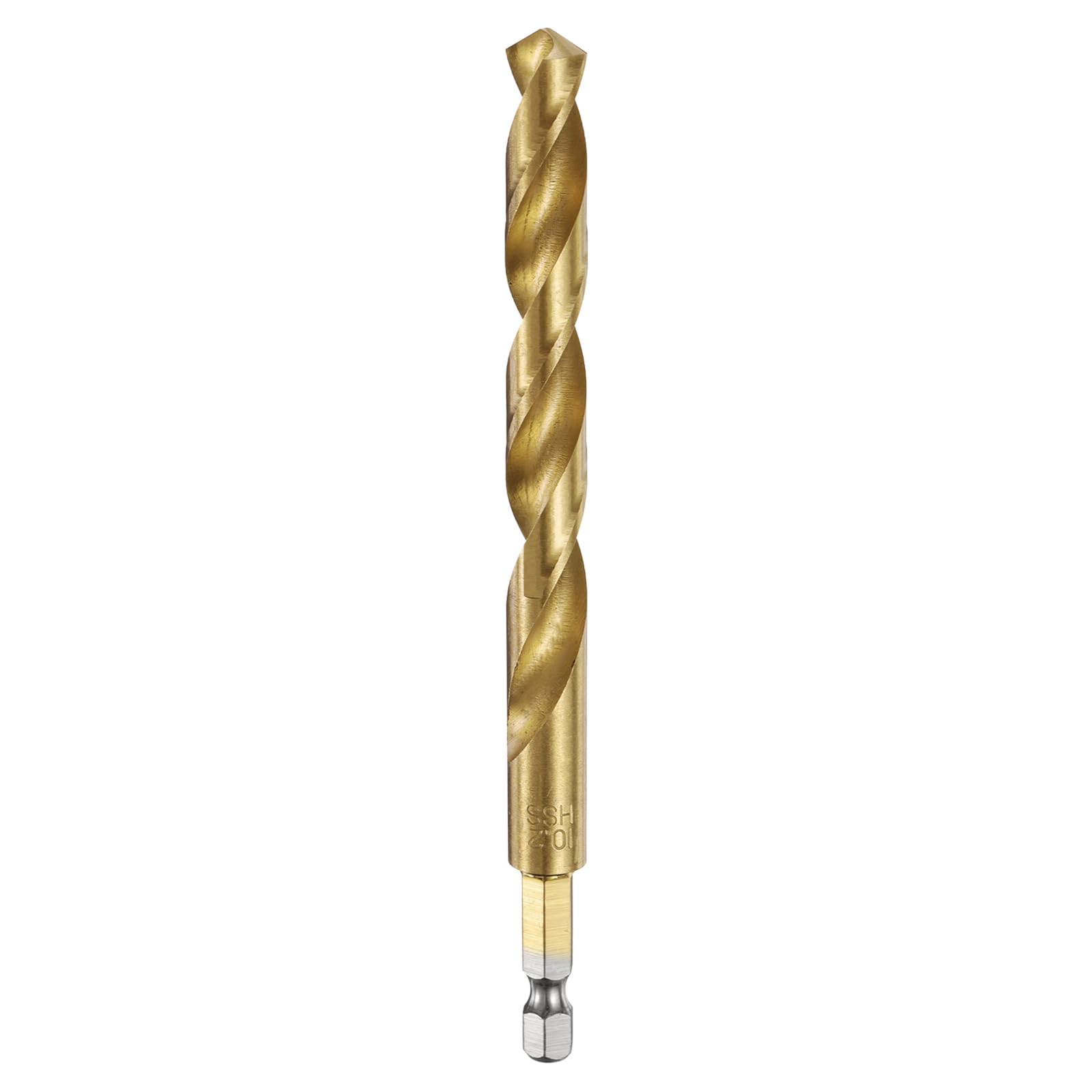 HARFINGTON 1/4" Hex Shank Twist Drill Bits 10.2mm Titanium Coated High Speed Steel Quick Change Hex Drilling Bit Jobber Drill Bits for Wood Plastic Metal, Gold