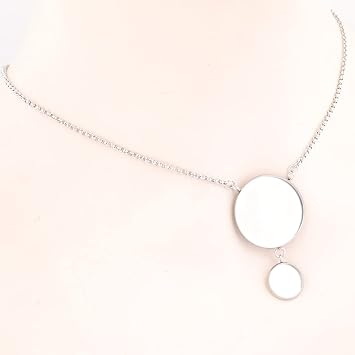 Reidgaller 10pcs 12mm 25mm Cabochon Pendant Setting Trays Stainless Steel Chain Necklace Bezel Blanks DIY for Jewelry Making