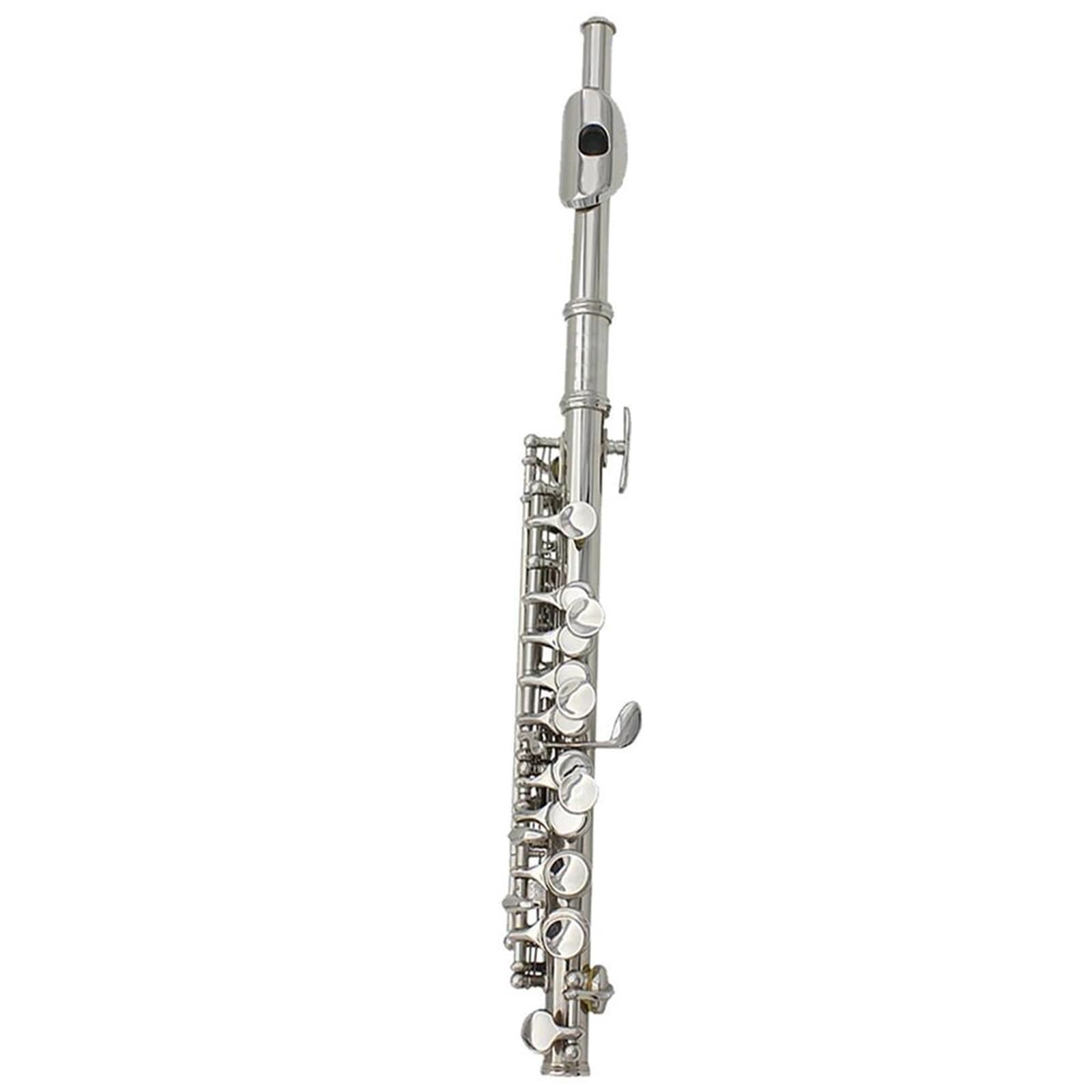 Classic Flet Poprzeczny Klucz C Piccolo 16 Z Zamkniętym Otworem Korpus Miedzioniklowy O Połowie Rozmiaru Profesjonalny Instrument Dęty Drewniany(Silver)