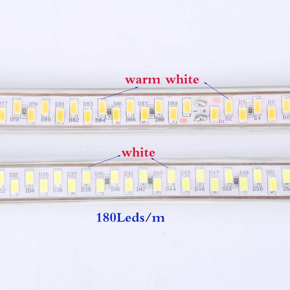 Taśma LED, 220 V AC 2835, 180 diod LED/m, IP68, taśma świetlna (ciepła biel) (15 m)