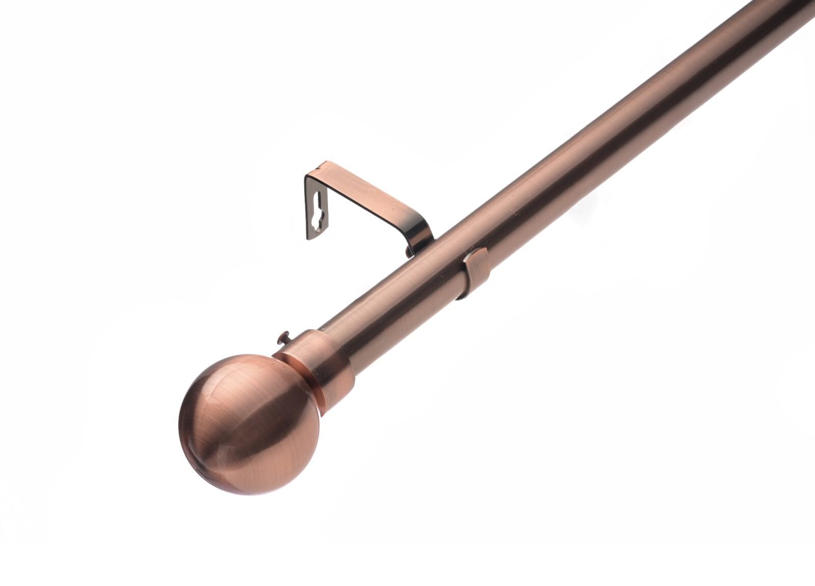 Lister Cartwright 28mm Antique Copper Adjustable Telescopic Extendable Metal Curtain Pole Set with Ball Finial Voile Easy fit to Outdoor, Bedroom, Living Room (210-320 cm)