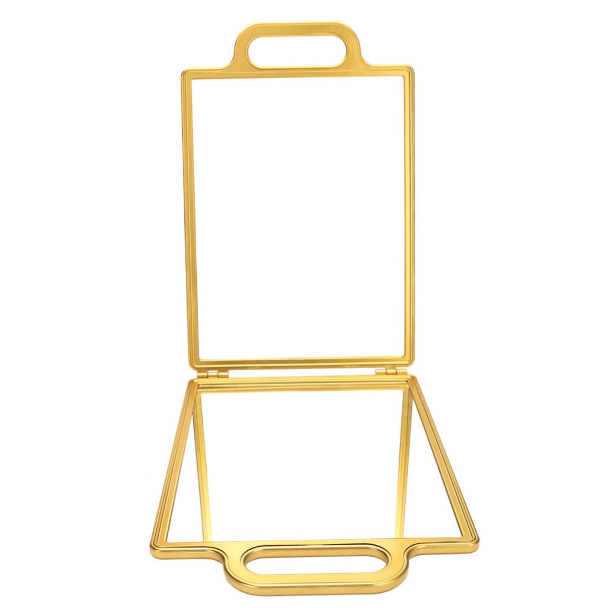 Klappbarer doppelseitiger Friseurspiegel Gold Tragbarer Handspiegel mit Präziser Abbildung Leichtes Robustes Design für Hairstyling Rasur Make-up für Friseure und Reisen