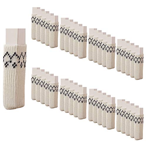 LZYMSZ 40 Packs Stuhlsocken, Dicke Doppelschichtdicke Stühle für Stuhl/Tisch/Bank, rutschfeste, Geräuschreduzierende Stuhlabdeckungen, Kappen-Set, Stuhlbein-Bodenschutz (White)