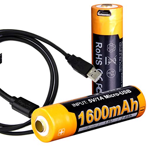 Fenix ARB-L14-1600U 1.5V USB Rechargeable 1600mAH AA Batteries (2 Pack) with LumenTac Charging