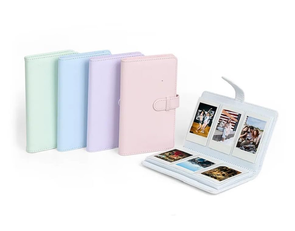 Image of 108 Pockets PU Instax Film Photo Holder Album for 3x2 inch Fujiflim Instax Mini LiPlay Evo Hybrid 11 9 8 7s 70 90 Link /Pringo 231 / Instax SP-1 / Polaroid PIC-300P / Z2300 Films (Pastel Blue)