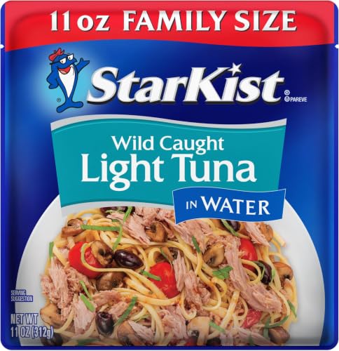 Image of StarKist Chunk Light Tuna in Water, 11 oz Pouch (6 Pack) Ready to Eat Wild Caught Tuna, 19g Protein Per Serving, 80 Calories Per Serving, Gluten Free, Soy Free, Kosher, Perfect for Meals and Snacks