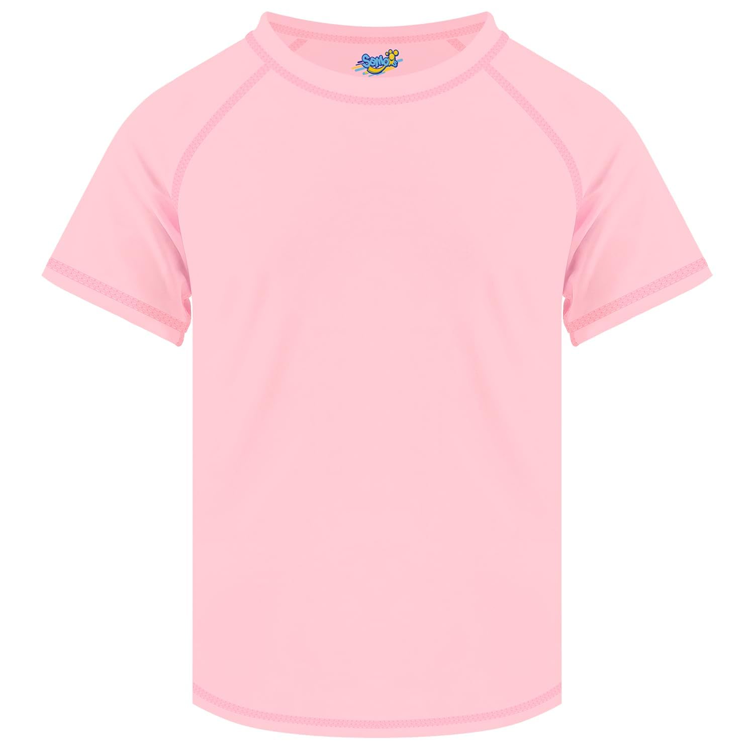 Semois Girls Rash Guard Light Pink Swim Shirt Short Sleeve for Toddler Kids Rashguard Water Shirt UPF+ 50 Swimming Shirt 14-16Y Sports