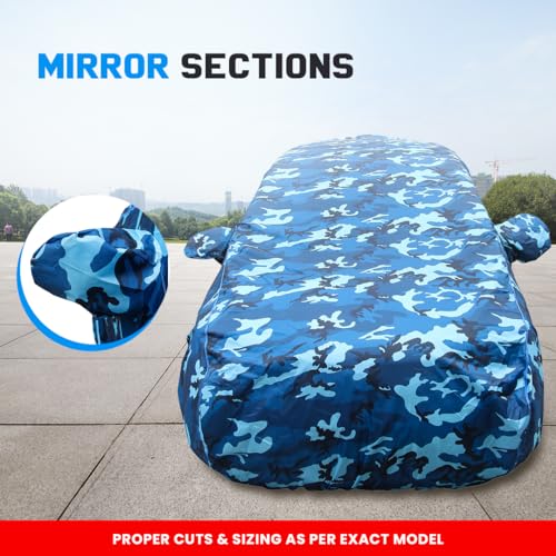 Image of Tata Curvv Waterproof Car Cover � Jungle Print 4x4 American Matty, All-Weather Protection, Triple-Stitched, Windproof with Buckle Belt, Dustproof & Scratchproof (Tata Curvv 2023 Onwards) Navy