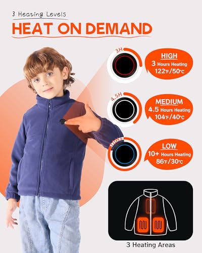 Image of HEWINZE Kids Heated Jacket,Fleece Jacket for Kids, Electric Heating Warming Jacket with 5V Battery Pack.