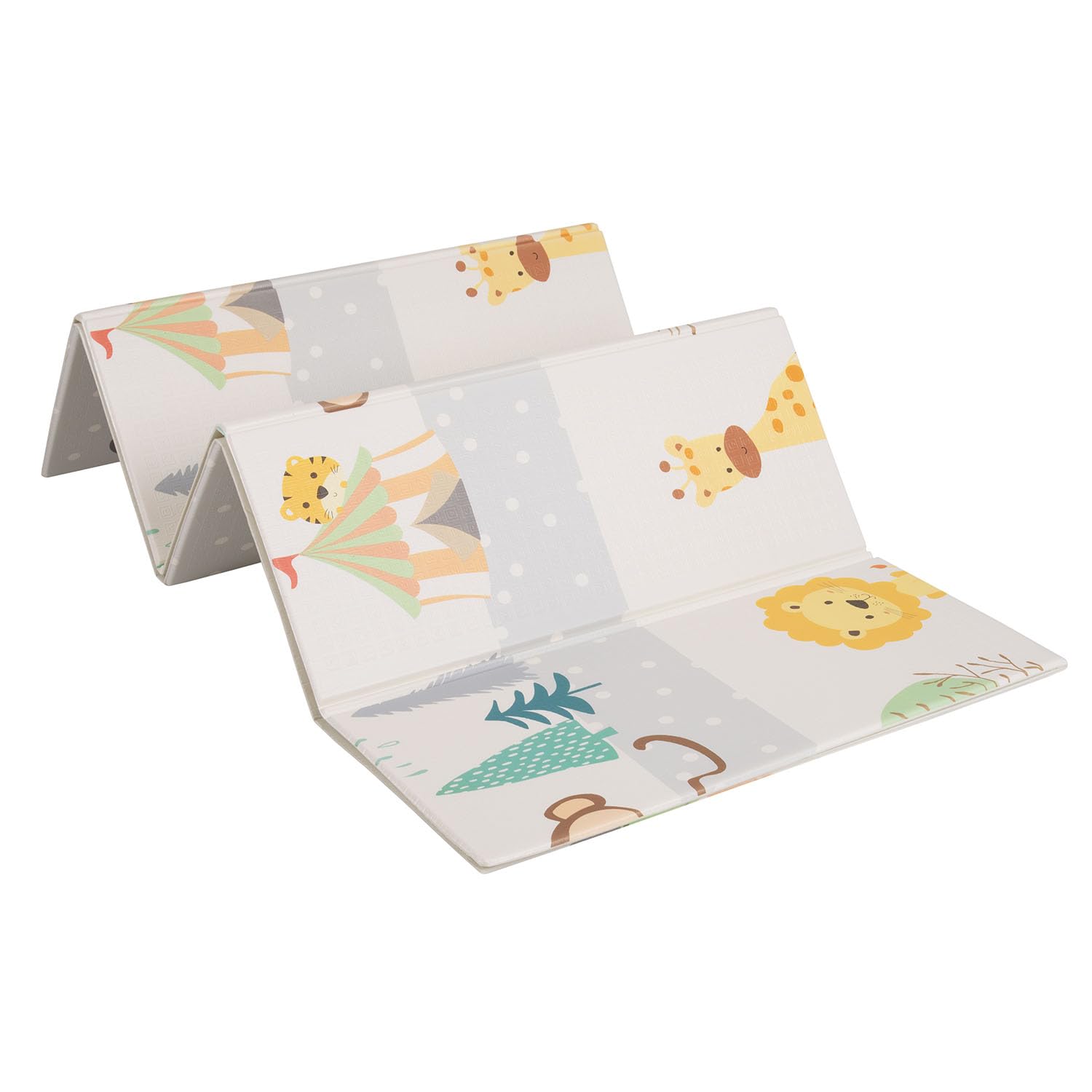 KiddyMoon Tappetino Da Gioco Per Bambini Tappeto Gattonamento In Schiuma Reversibile Pieghevole Tappeto Neonato Impermeabile Con Motivi Educativi Per Interni Ed Esterni 180X200x1cm, Arancione-Circo