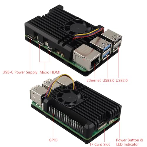Carcasa de aluminio para Raspberry Pi 5 ZDE con ventilador PWM cooling case 3