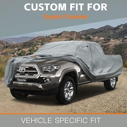 Image of Kayme Heavy Duty Truck Cover Custom Fit Toyota Tacoma(1995-2025) Xtra Cab /Access Cab /Double Cab SB Short Bed. Waterproof All Weather for Pickup, Full Exterior Covers Sun Rain UV Protection.