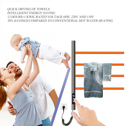 Toallero eléctrico de acero inoxidable con panel digital LCD y brazos móviles de alta gama 2