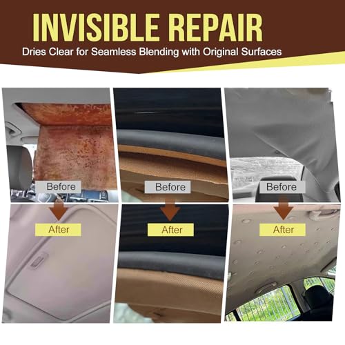 Headliner Repair Glue, Car Headliner Adhesive with Brush, Car Roof Liner Fabric Adhesive, Upholstery Glue for Cars,Headliner Repair Kit, Suitable for Automotive interiors, Fabric, Leather