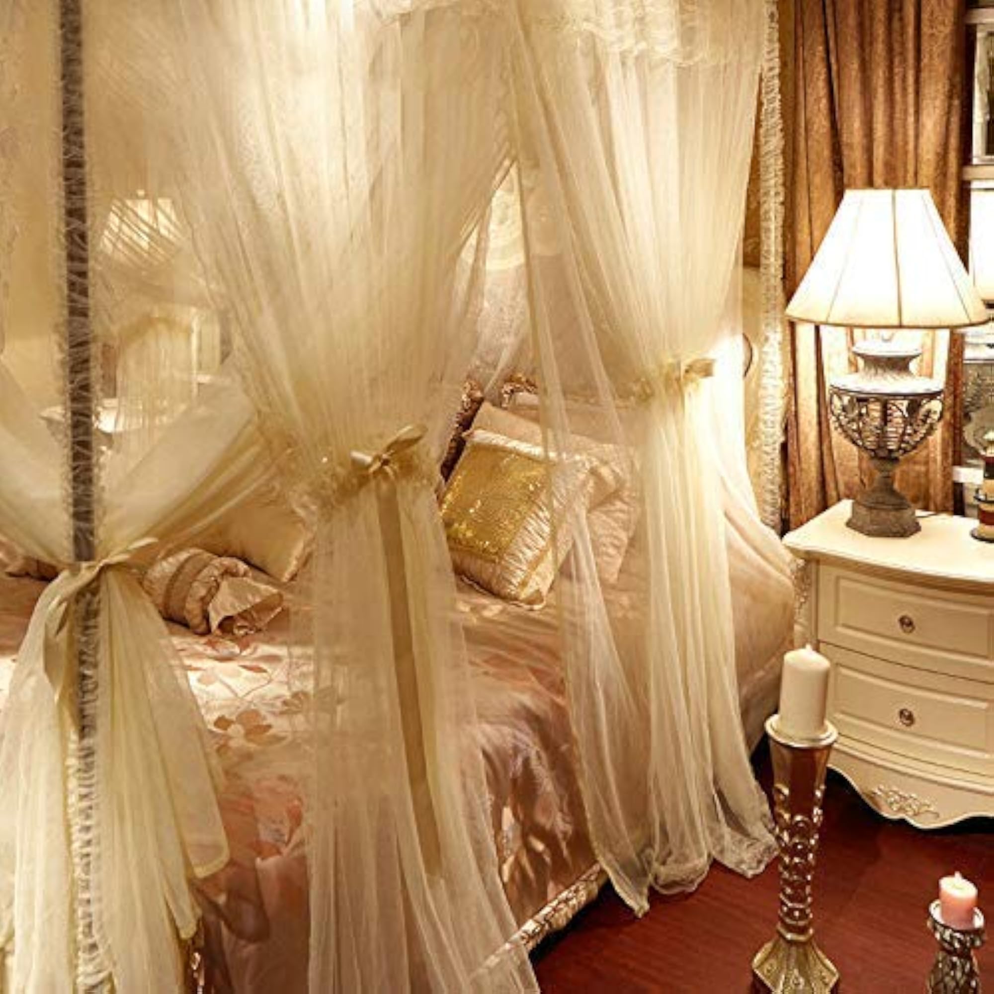 4 Corners Post Canopy Bed Curtain for Childrens & Adults