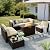 VONZOY 8 Pieces Outdoor Patio Furniture Set with 44" Fire Pit Table Rattan Sectional Conversation Sets w/Gas Fire Pit, Coffee Table, 2 Waterproof Covers, Khaki