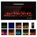 Homedex 36" Recessed Mounted Electric Fireplace Insert with Touch Screen Control Panel, Remote Control, 750/1500W, Log/Crystal Options…