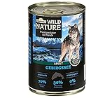 Dehner Wild Nature Hundefutter Gebirgssee, Nassfutter getreidefrei / zuckerfrei, für ausgewachsene Hunde, Lachs / Huhn, 6 x 400 g Dose (2.4 kg)