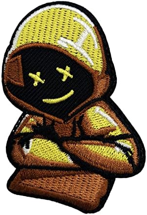 Wikineon Iron On Embroidered Patch, Yellow Hoodie Alien Boy Applique Patch - Punk Cool Embroidered Badge Iron On/Sew On DIY Clothing Accessories, Perfect for Jackets Clothes Hats Jeans Bag