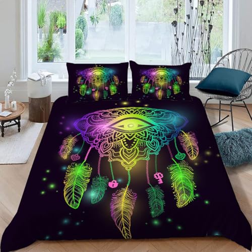 Housse de Couette Attrape-rêves 140x200 Douceur Anti-Glissement avec Zip - 3