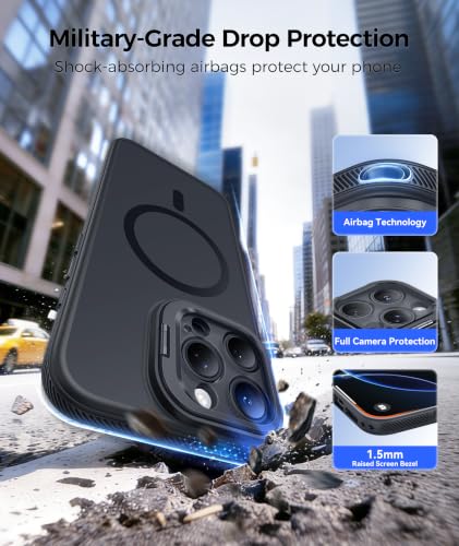 Image of FNTCASE for iPhone 16 Pro Max Case with Stash Stand for MagSafe Black