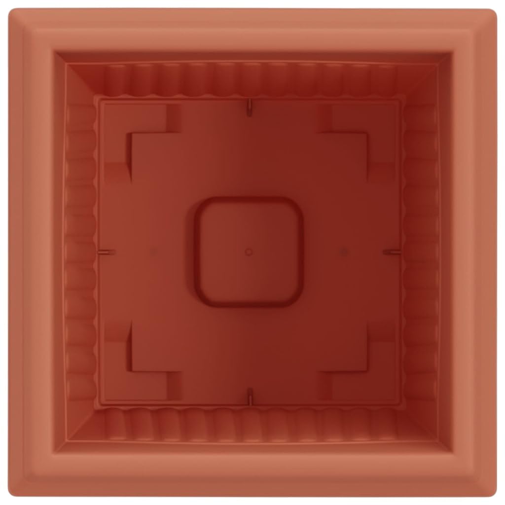 Vaso da fiori quadrato, 24 pezzi, rosso mattone, 23 x 23 x 17,5 cm