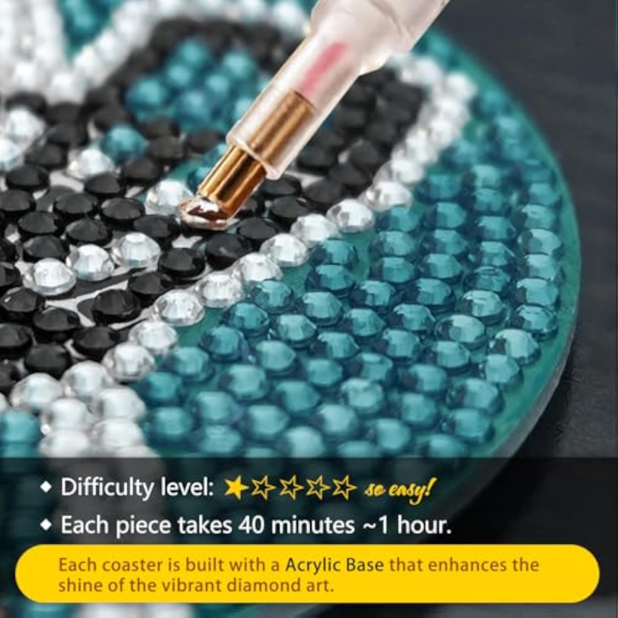 DIY 5D 8 Pcs Diamond Coasters Painting Kits with Holder