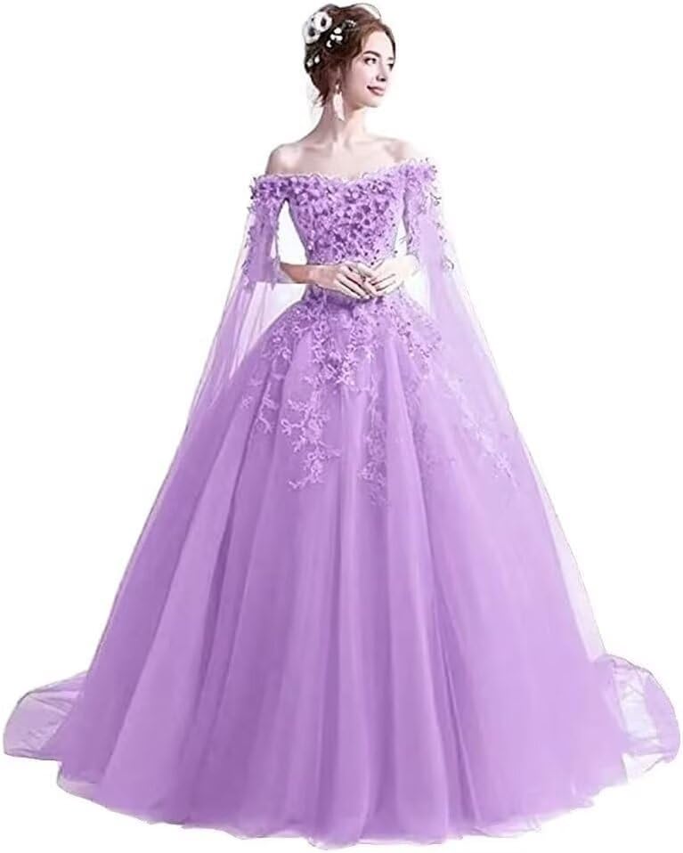Women's Masquerade Ball Gowns Off Shoulder Quinceanera Dresses Tulle Ball Gown Sweet 16 Party Dress with Cape